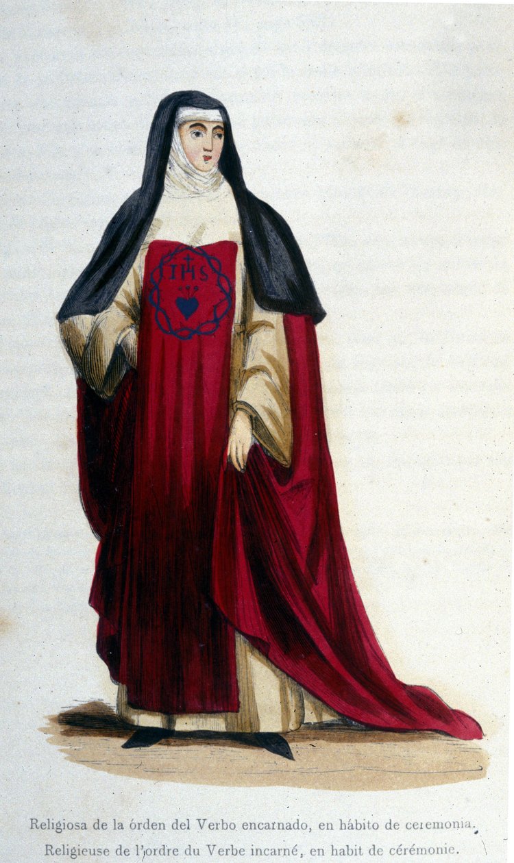 A szertartásos öltözékben megtestesült ige rendjének vallásos. Metszet egy vallási rendekről szóló albumból, Párizs alkotó: Unknown artist