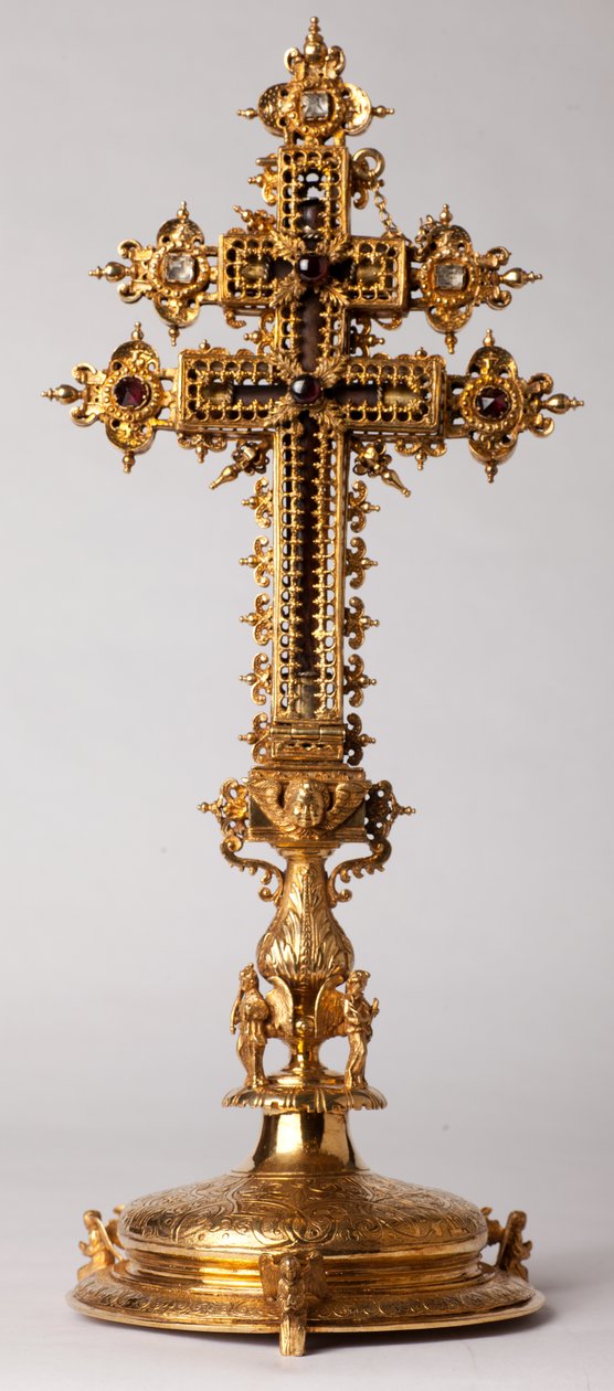 Ereklyetartó kereszt. Fémkovácsolás ékszerekkel. Eredeti apátság (Saint-Amand Tournai, volt Elnone. XVI. sz. alkotó: Unknown artist
