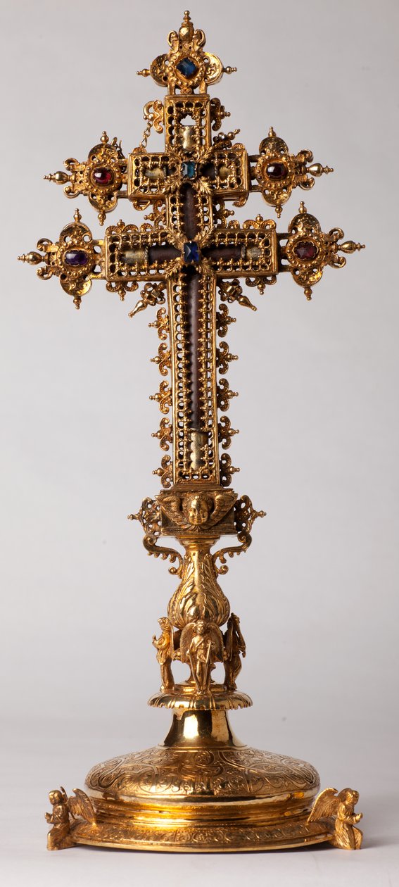 Ereklyetartó kereszt. Fémkovácsolás ékszerekkel. Eredeti apátság (Saint-Amand Tournai, volt Elnone. XVI. sz. alkotó: Unknown artist
