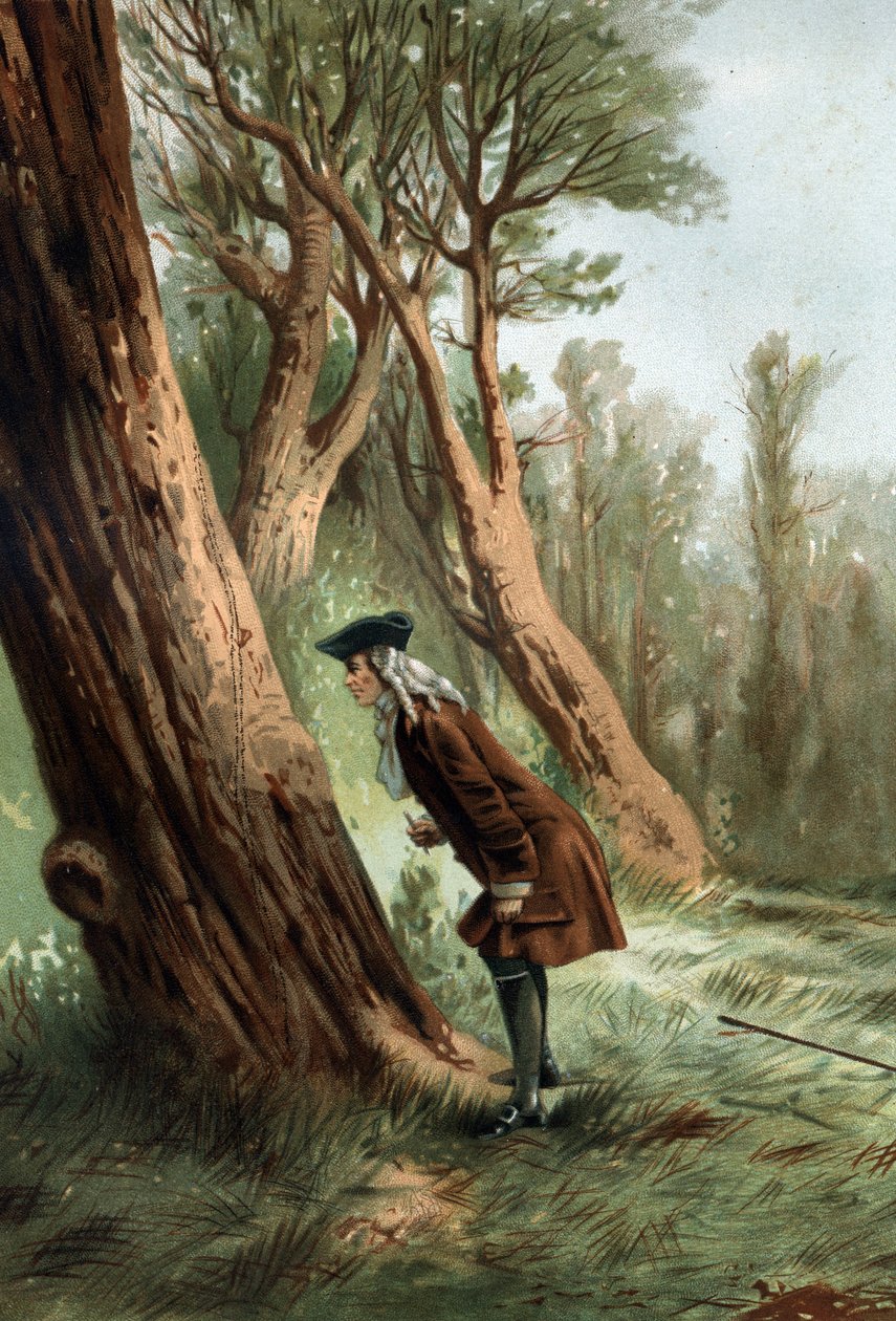 René Antoine Ferchault de Réaumur (1683-1757), francia fizikus és természettudós, a hernyók morálját tanulmányozza.A „La Ciencia y sus Hombres par Louis Figuier” után Barcelona 1881 alkotó: Unknown artist
