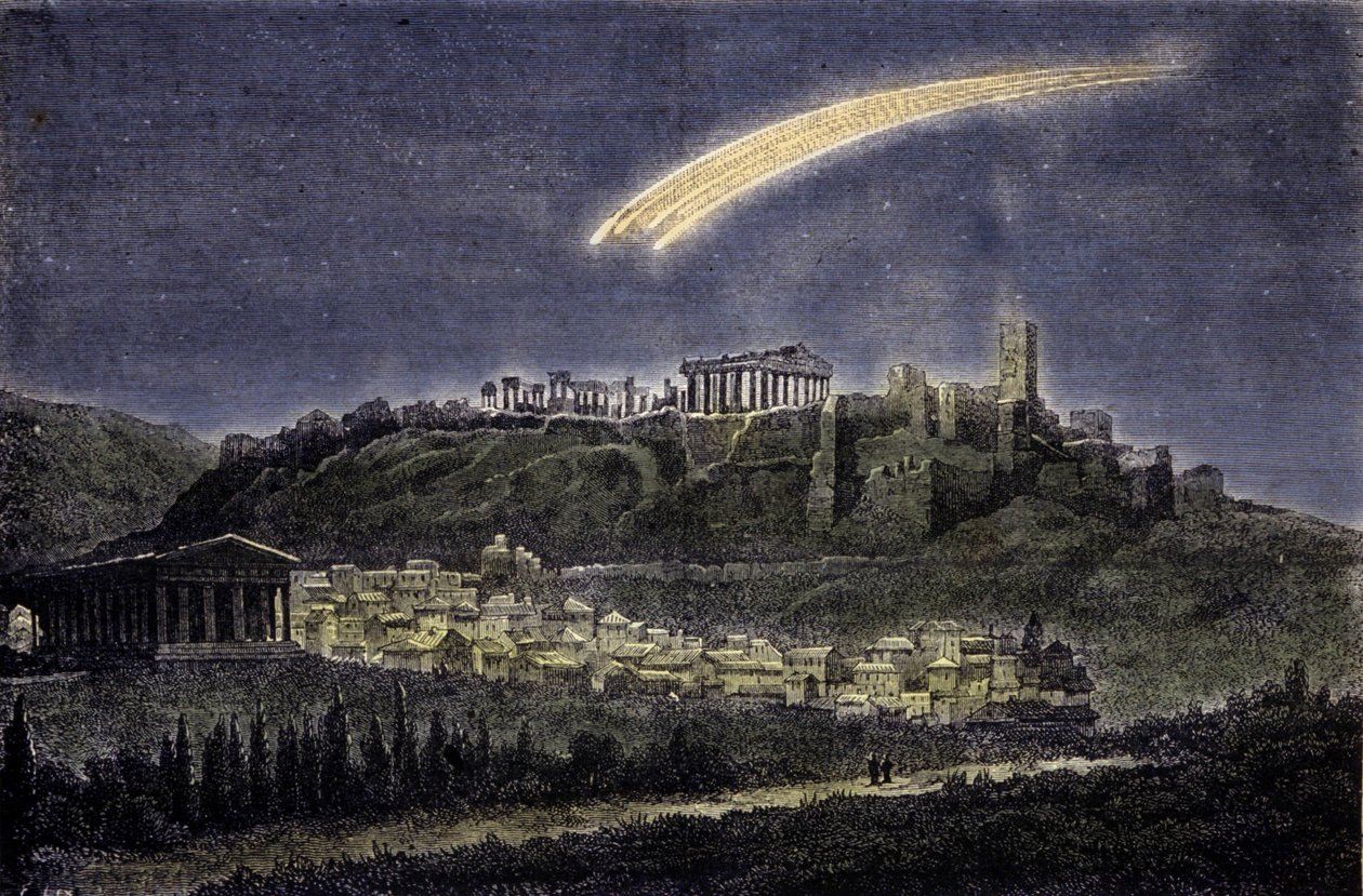 Egy üstökös ábrázolása Athénész városa felett 1878-ban. alkotó: Unknown artist