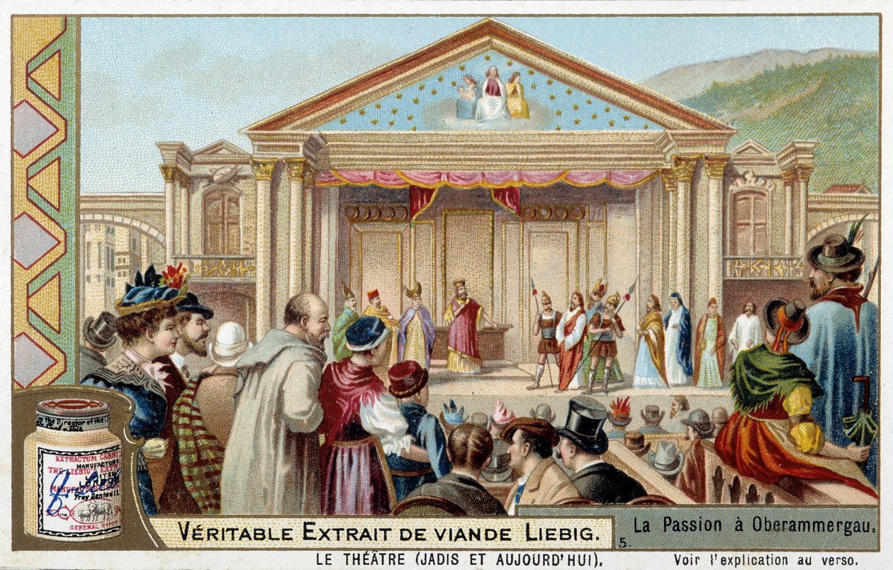 Egy szenvedélyjáték bemutatása Oberammergauban (Németország) – Liebig kromolitográfiája alkotó: Unknown artist