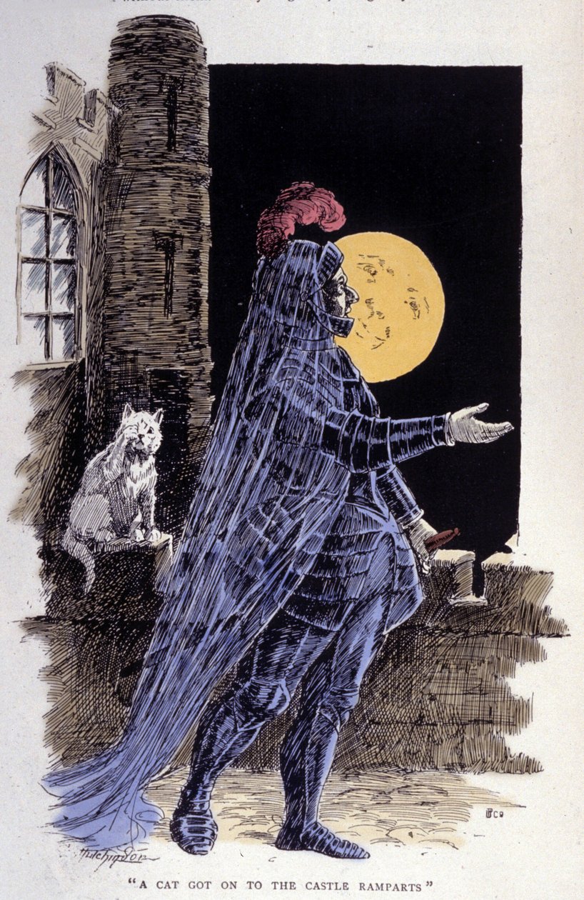 Szellem ábrázolása telihold éjszakáján. Vésett 1894 alkotó: Unknown artist