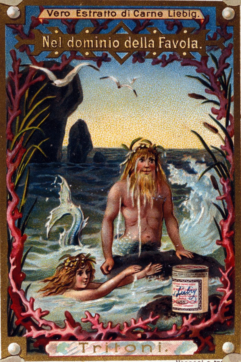A gőték, legendás lények mi man mi hal ábrázolása. századi kromolitográfia alkotó: Unknown artist