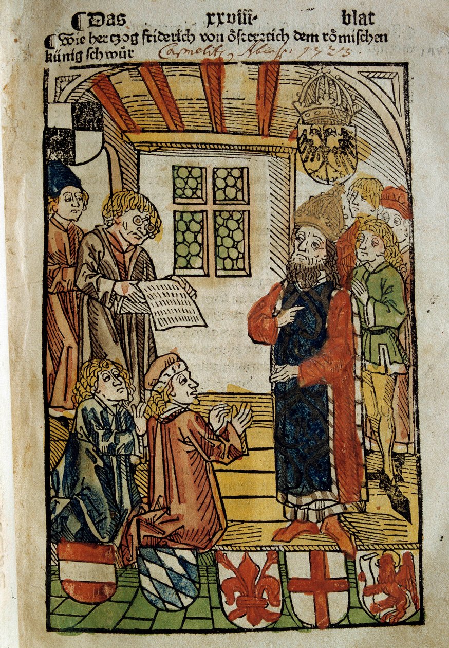 A Konstanzi Zsinat (1414-1418) képviselete, amelyet I. Zsigmond császár és XXIII. János antipápa hívott össze. Véget vetett a Nyugat nagy szakadásának. Miniatűr 1414. Párizs. Lengyel Könyvtár alkotó: Unknown artist