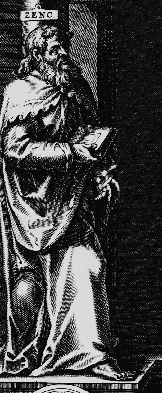 Zenon (Zeno) de Citium (vagy Kition) (Kr. e. 335-262) görög sztoicista filozófus ábrázolása”” Metszet Seneque „Filozófiai művek” című művének előlapjáról alkotó: Unknown artist