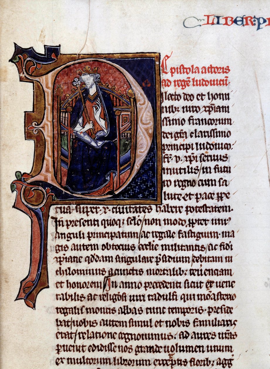 Szent Lajos francia király (vagy IX. Lajos) (1214-1270) ábrázolása. Vincent de Beauvais (1190-1267) miniatúrája: „A történelem tükre” (Speculuum Historiale), Dijon, Városi Könyvtár alkotó: Unknown artist