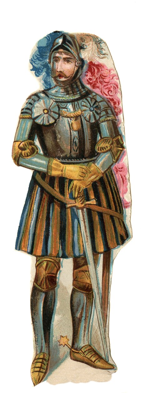 Pierre Terrail lovag, Bayard Lord (1476-1524) ábrázolása Kromolitográfia, 19. század vége. alkotó: Unknown artist