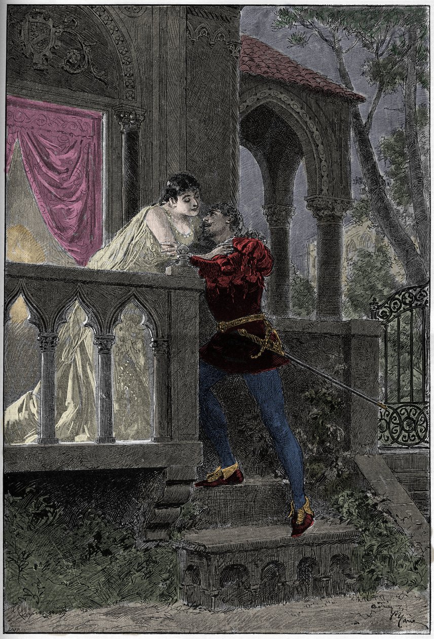 A „Rómeó és Júlia” című Opera bemutatása Hector Berlioztól a Párizsi Operában. Metszet 1888-ból. alkotó: Unknown artist