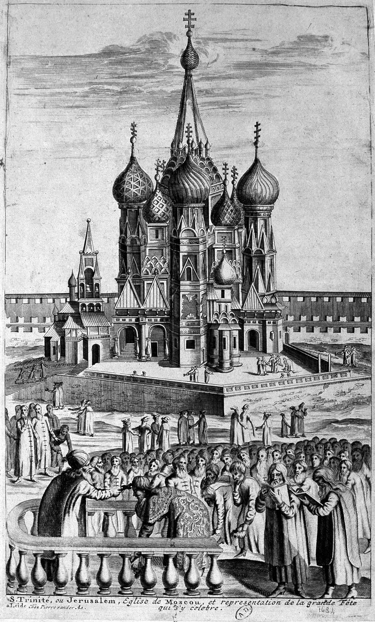 A moszkvai Szentháromság-templom ábrázolása 17. századi metszeten. alkotó: Unknown artist