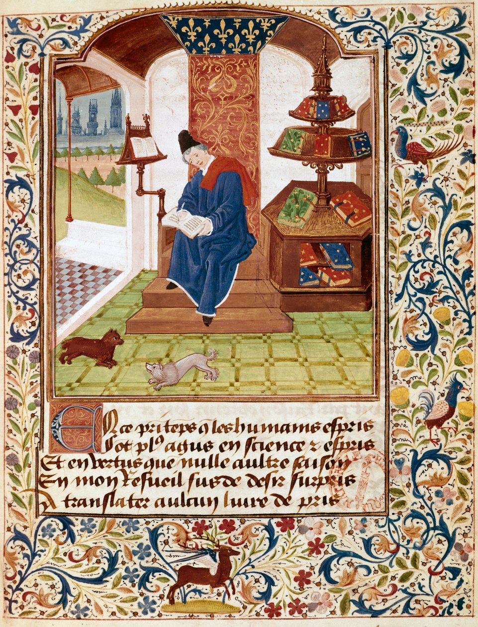 Az irodájában író szerző ábrázolása Miniatűr a „Minden erény virágai” vagy „Az erények rózsafüzére” című könyvéből” (Ms 291) 1460 Musee Conde, Chantilly alkotó: Unknown artist