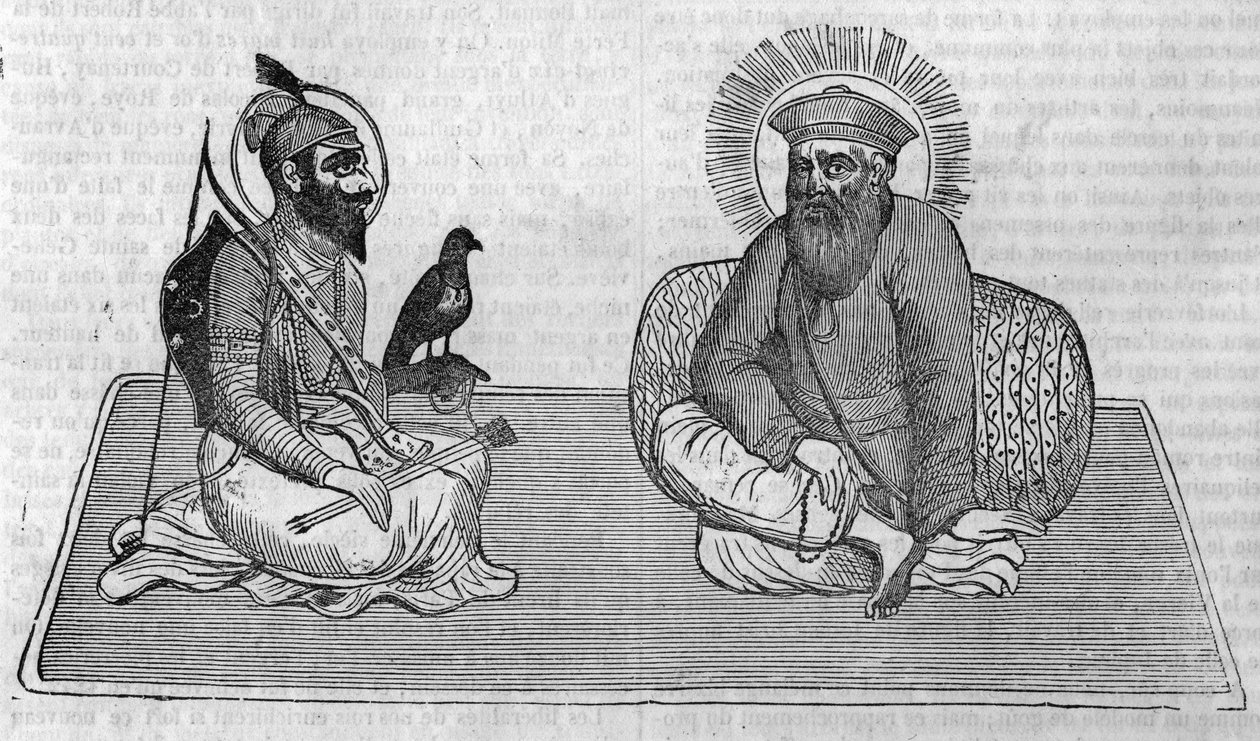 A szikhizmus (vagy szikh vallás) alapítóinak képviselete: Guru Nanak (1469-1539) és Guru Gobind Singh (1666-1708). A „Le magazin festői”-ben, 1836 alkotó: Unknown artist
