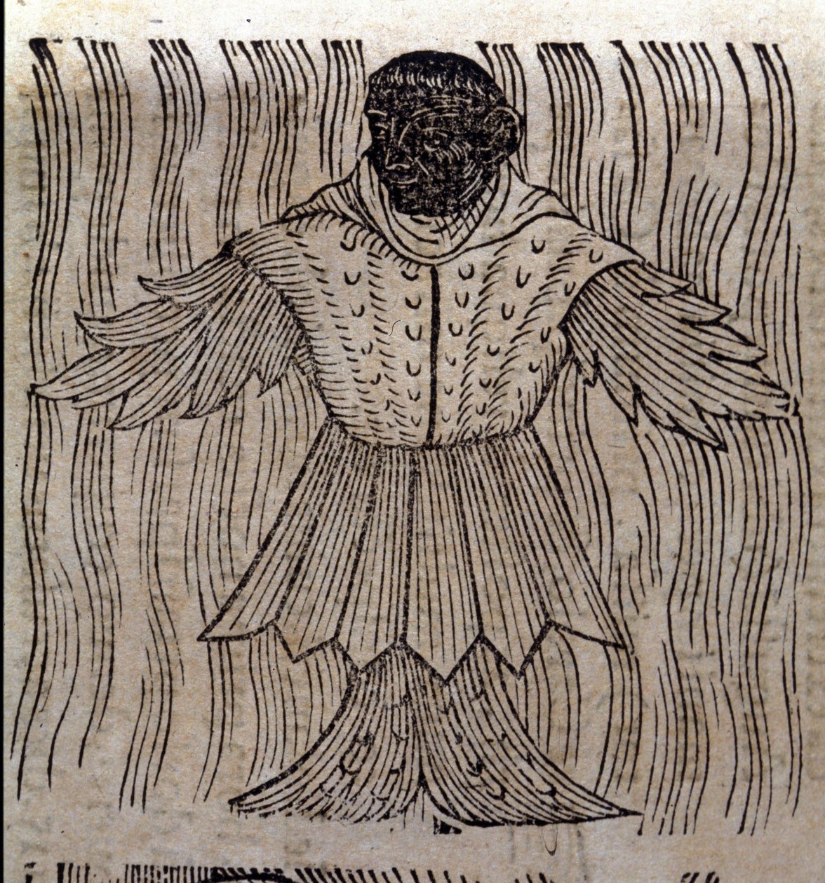 A tengeri szerzetes, a képzeletbeli hal és a tengeri szörnyeteg ábrázolása. Metszet a „Prodigiorum ac ostentorum chronicon”-ból, Conrad Lycosthenes (Konrad Wolffhart) alkotó: Unknown artist