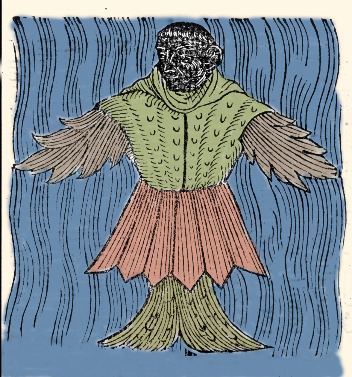 A tengeri szerzetes, a képzeletbeli hal és a tengeri szörnyeteg ábrázolása. Metszet a „Prodigiorum ac ostentorum chronicon”-ból, Conrad Lycosthenes (Konrad Wolffhart) alkotó: Unknown artist