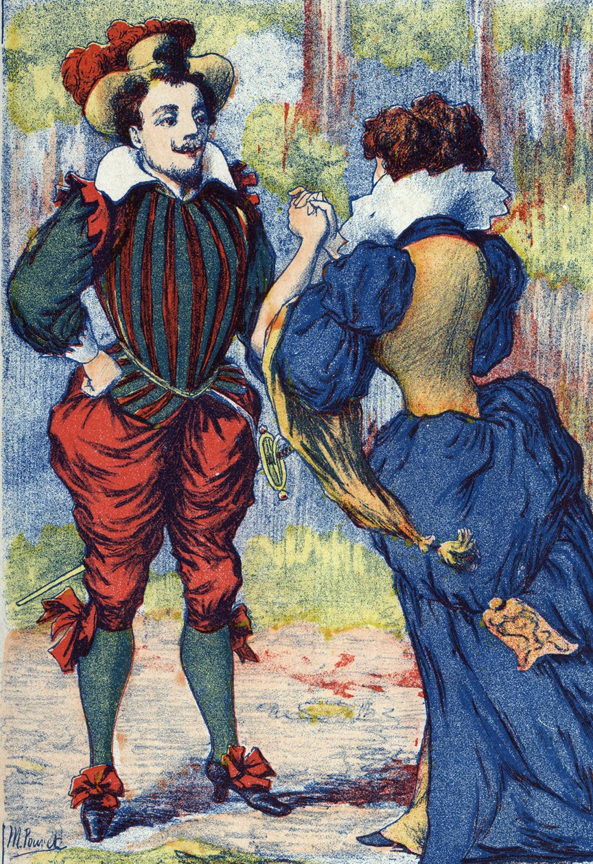 Riquet a la Houppe jóképű úriember lesz. Névtelen illusztráció a „Riquet a la houppe”-hoz, Charles Perrault (1628-1703) francia író meséje. Képek Marcel Vagne, Jarville Nancy, dátum nélküli (19. század vége). alkotó: Unknown artist