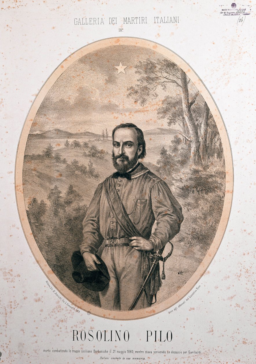 Risorgimento: "" Rosolino Pilo (1820-1860) olasz hazafi portréja "" alkotó: Unknown artist