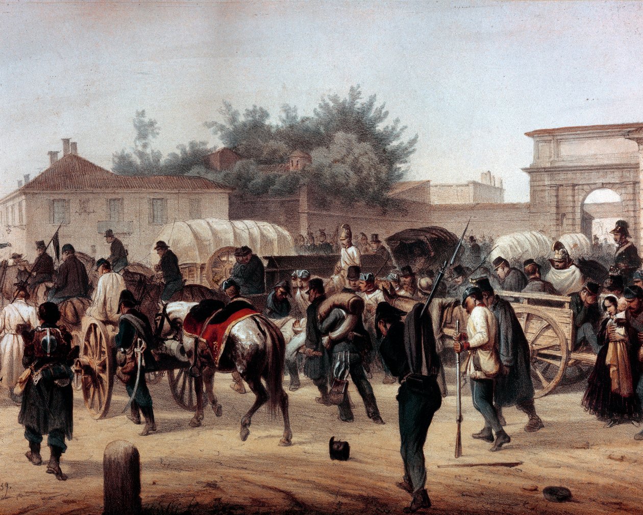 Risorgimento: Milánó öt napja (Cinque giornate di Milano) (1848. március 18-22.): ez az 1848-as forradalmak (az első olasz függetlenségi háború része) egyik első epizódja, amely a milánóiak felemelkedését jelentette. ellen felkelő lakosság alkotó: Unknown artist