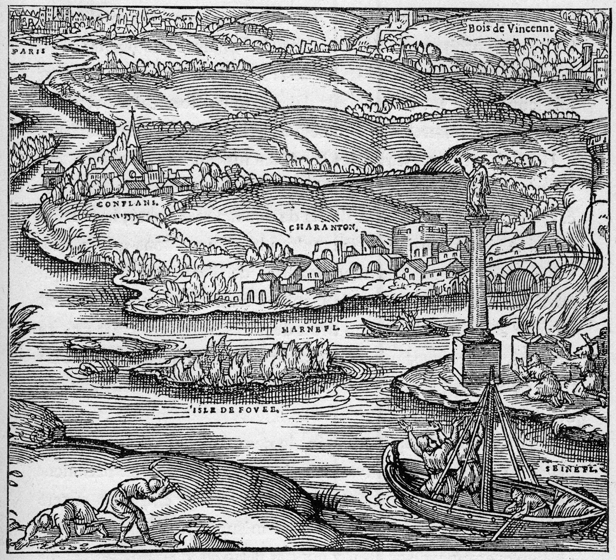 Római Gallia: egy emlékmű, amelyet a párizsi tengerészek építettek Tibere uralkodása alatt, a Szajna és a Marne találkozásánál. Metszet: „La Marine et les colonies: kereskedelem” alkotó: Unknown artist