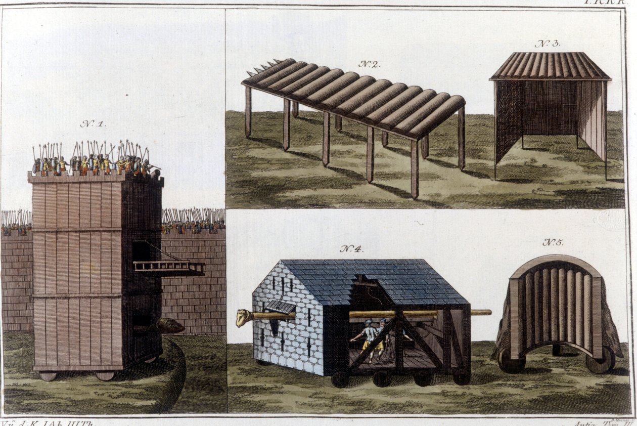 Római hadigépek. század elejéről származó metszet. alkotó: Unknown artist