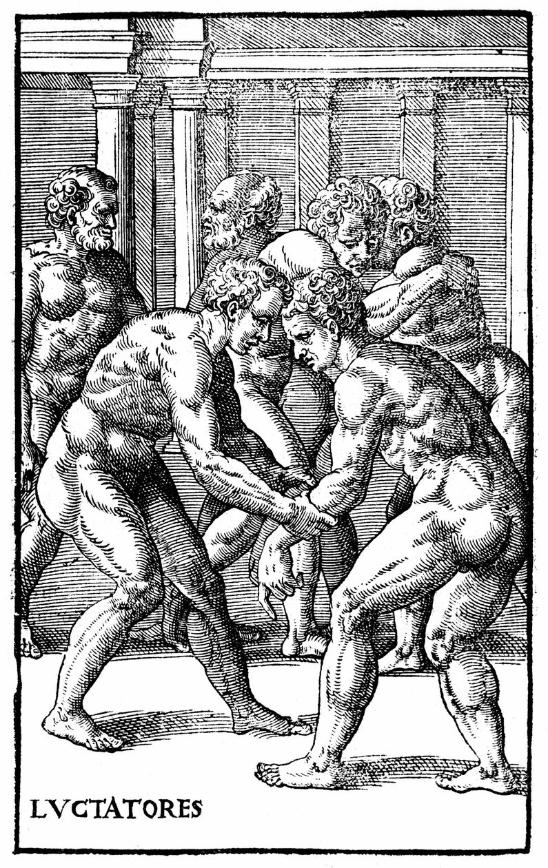 Római birkózók - a "Hieronymi Mercurialis de Arte Gymnastica" című velencei kiadásban alkotó: Unknown artist