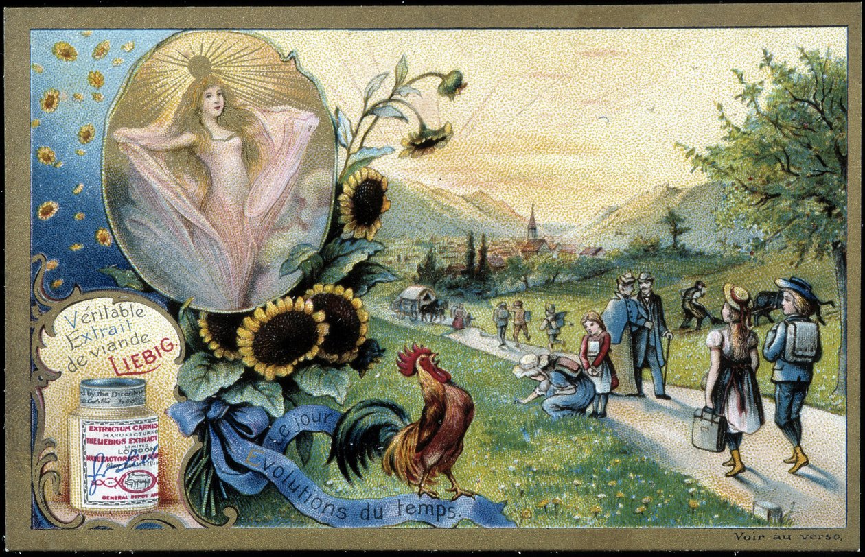 Kakas énekli a napfelkeltét - chromo. Liébig, deb. 20. század alkotó: Unknown artist