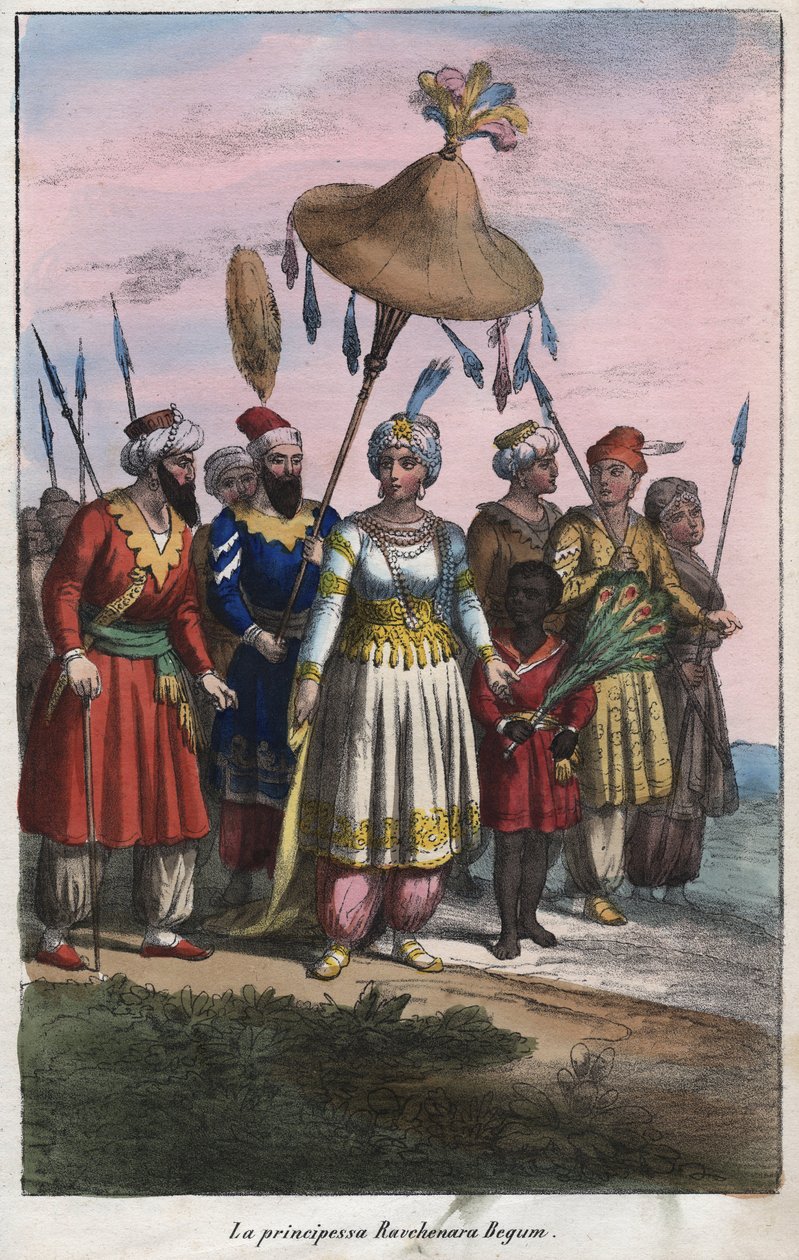 Roshanara Begum 1617-1671 (Roshan Ara Begum) - A Mogul Birodalom császári hercegnője - metszet a „Válaszok és szokások az Univerzum minden népének” könyvéből. Ez a kormányzás, a törvények, a milícia, a legtöbb nemzet vallásának története a legtöbb királytó alkotó: Unknown artist