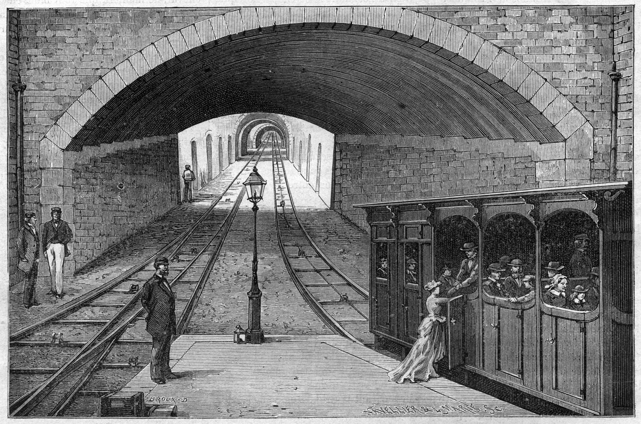 Vasúti útvonal Lyonból a Croix Rousse-ba – metszet a „Journal des voyages”-ba, 1884 alkotó: Unknown artist