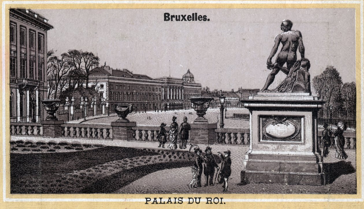Brüsszeli Királyi Palota, Belgium. század végi kromolitográfiája. alkotó: Unknown artist