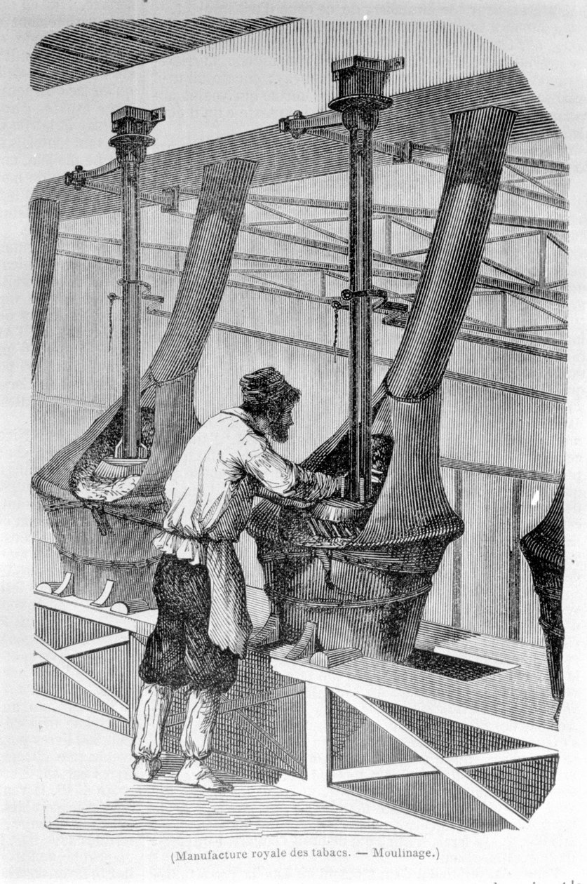 Royal Tobacco Factory: dohányőrlés. 19. századi metszet. alkotó: Unknown artist