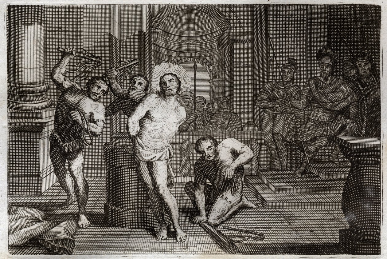 Royaumont Biblia, Újszövetség: Jézus Krisztus megkorbácsolása. Illusztráció 1811-ből. alkotó: Unknown artist
