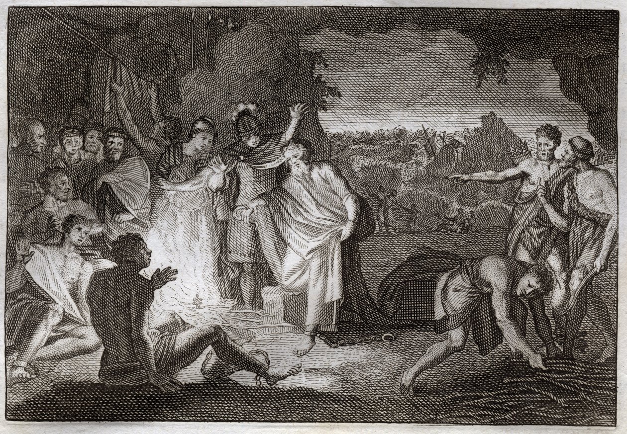 Royaumont Biblia, Újszövetség: Szent Pál elsüllyesztése. Megharapta egy vipera, minden baj nélkül. Illusztráció 1811-ből. alkotó: Unknown artist