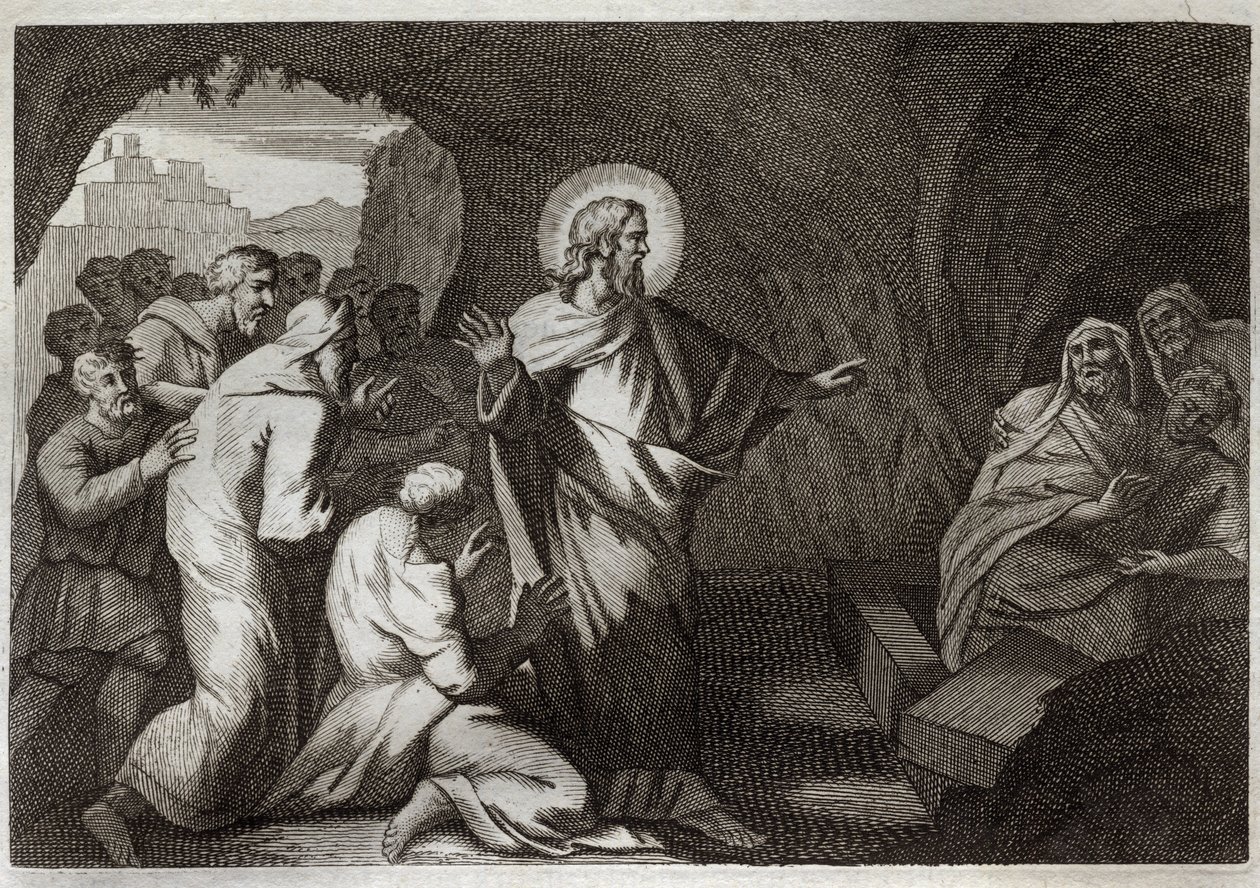 Royaumont Biblia, Újszövetség: Lázár feltámadása Jézus Krisztus által. Illusztráció 1811-ből. alkotó: Unknown artist