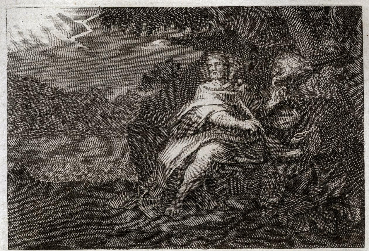 Royaumont Biblia, Újszövetség: Szent János evangélista a sassal. Illusztráció 1811-ből. alkotó: Unknown artist