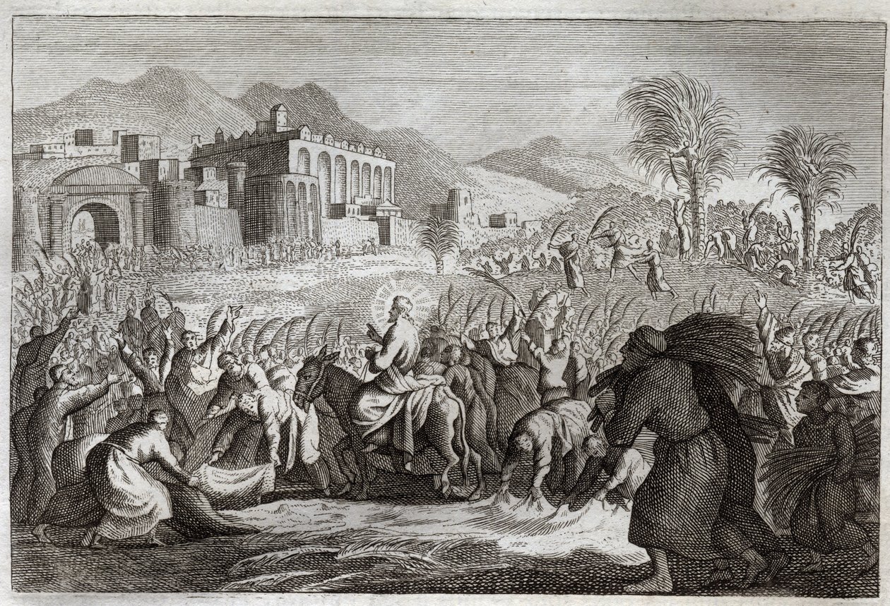 Royaumont Biblia, Újszövetség: Jézus Krisztus diadala. Jézus bejárata Jeruzsálembe. Illusztráció 1811-ből. alkotó: Unknown artist