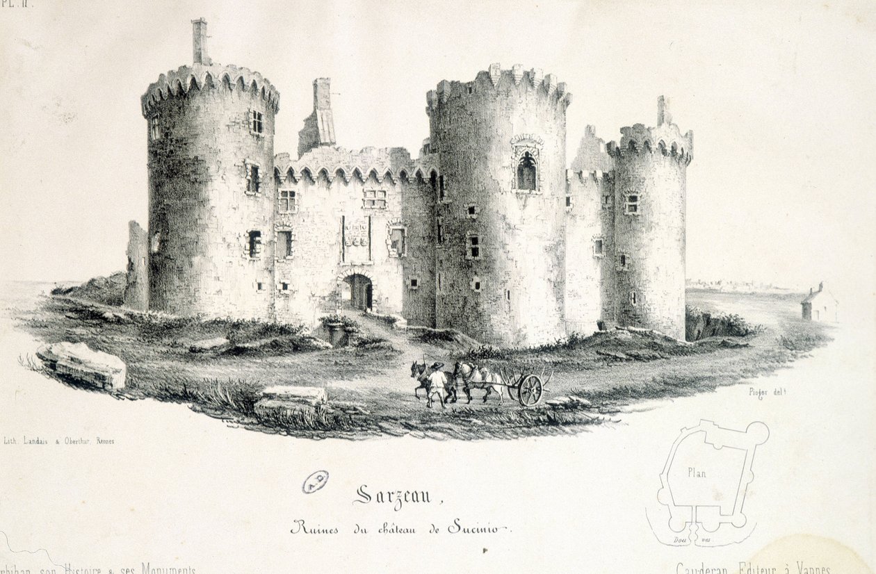 Sucinio várának romjai Sarzeauban (Morbihan) - metszet alkotó: Unknown artist