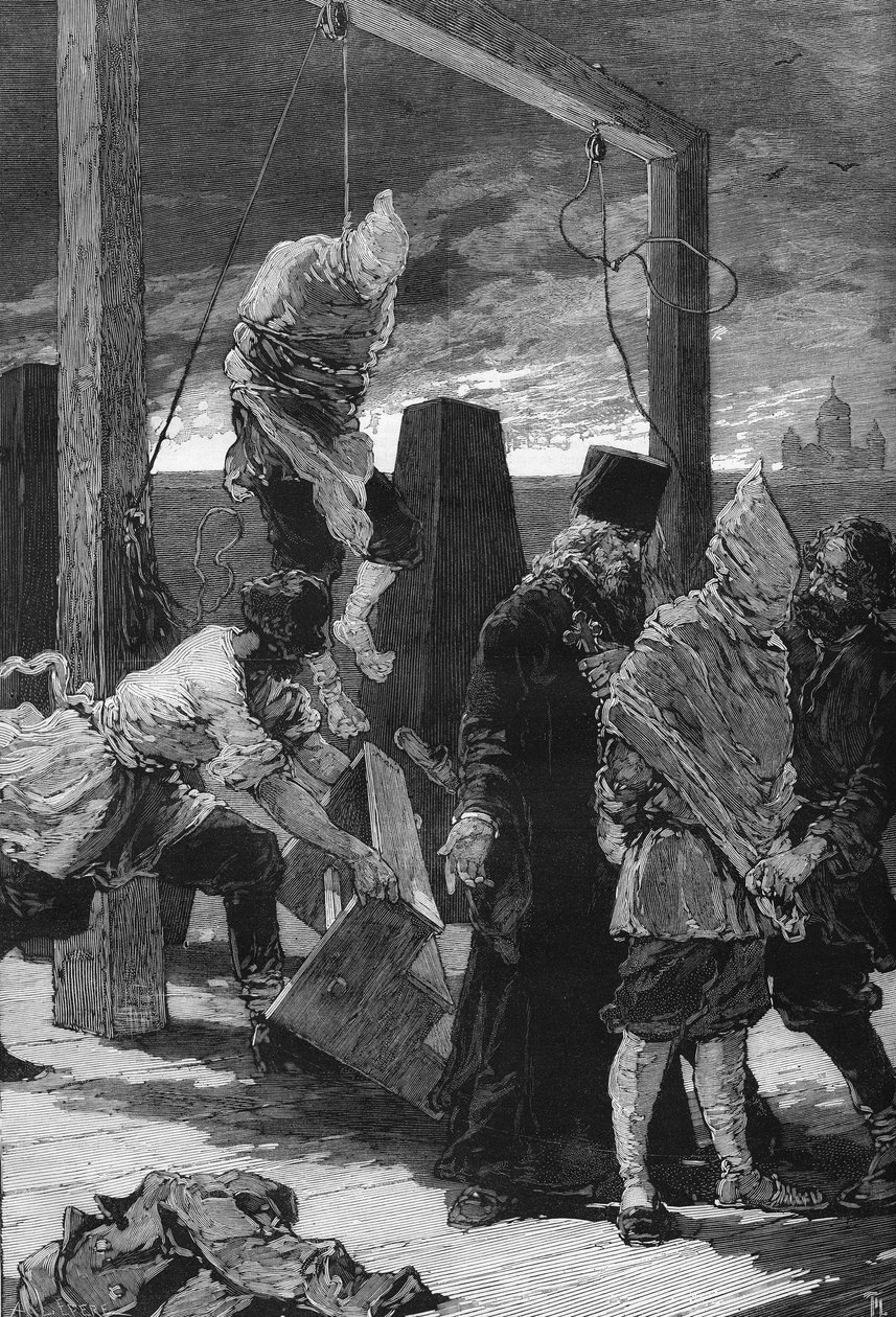 Oroszország, Szentpétervár: a két nihilista, Kvjatkovszkij és Presznyakoff kivégzése 1880.11.16-án a Szent Péter és Pál erőd Szent János ravelinjében. Ők voltak a Téli Palota elleni támadás elkövetői 1879-ben. alkotó: Unknown artist