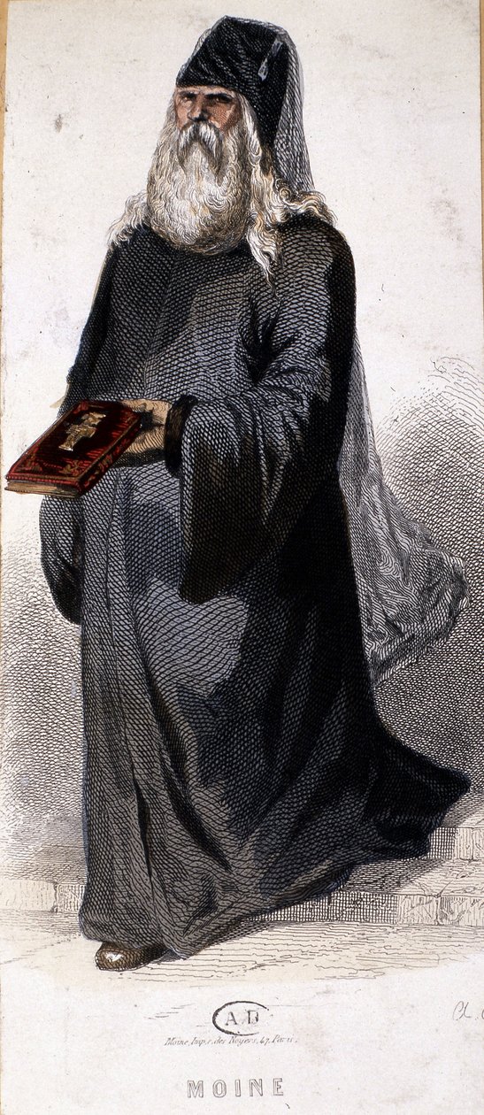 Orosz ortodox szerzetes. Metszés alkotó: Unknown artist