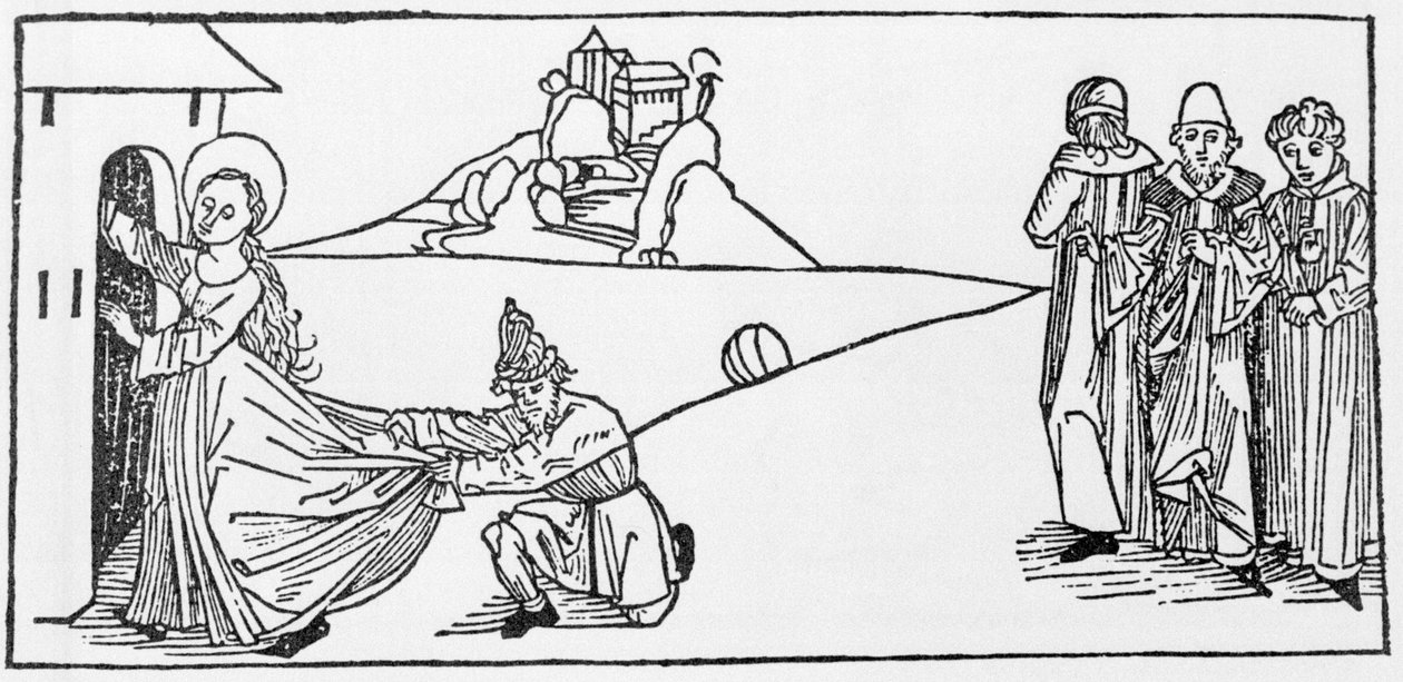Szent Ágnes. A Voragine-i Jacobus (James) (1228-1298) metszete a „Szentek élete – nyári rész” című könyvéből (A szent könyve). Lübeck 1488. alkotó: Unknown artist