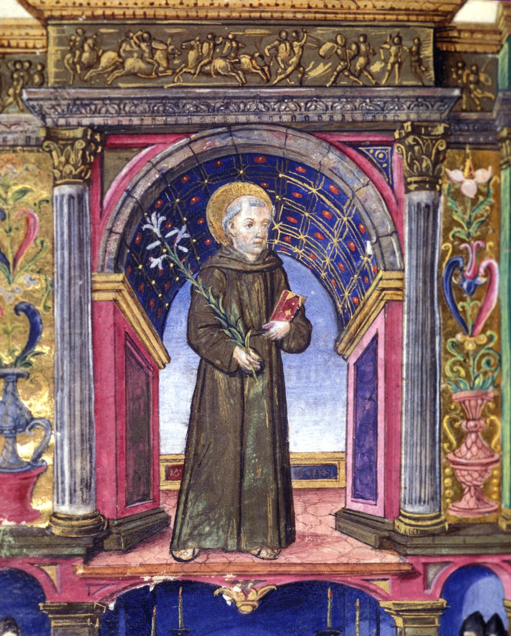 Páduai Szent Antal (Páduai Szent Antal). 15. századi kézirat. Braidense Nemzeti Könyvtár. Milánó alkotó: Unknown artist