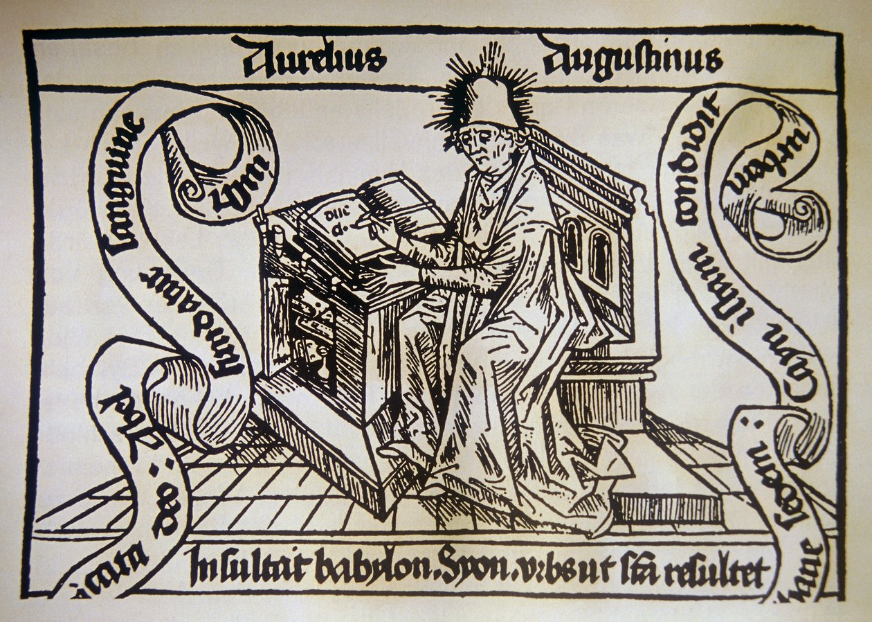 Szent Ágoston, Hippói Szent Ágoston (354-430) „De civitate dei”-ből (Isten idézete) alkotó: Unknown artist