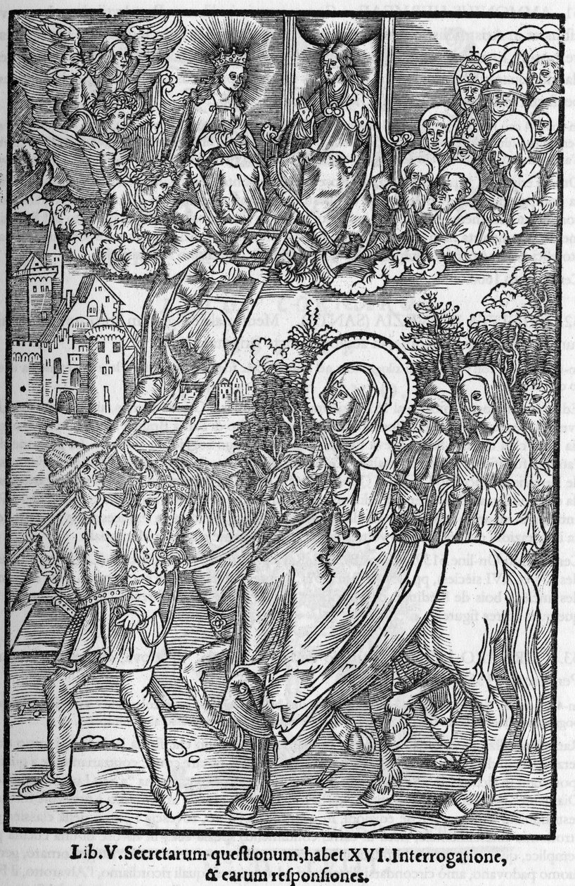 Saint Brigitte de Suede (Santa Brigitta di Svezia) (Brigida, Bridget, Brigite) (1303-1373). Özvegy, a Szent Megváltó Rend alapítója. Vésett „Jóslatok vagy látomások emlékkönyvei” 1556-ban alkotó: Unknown artist