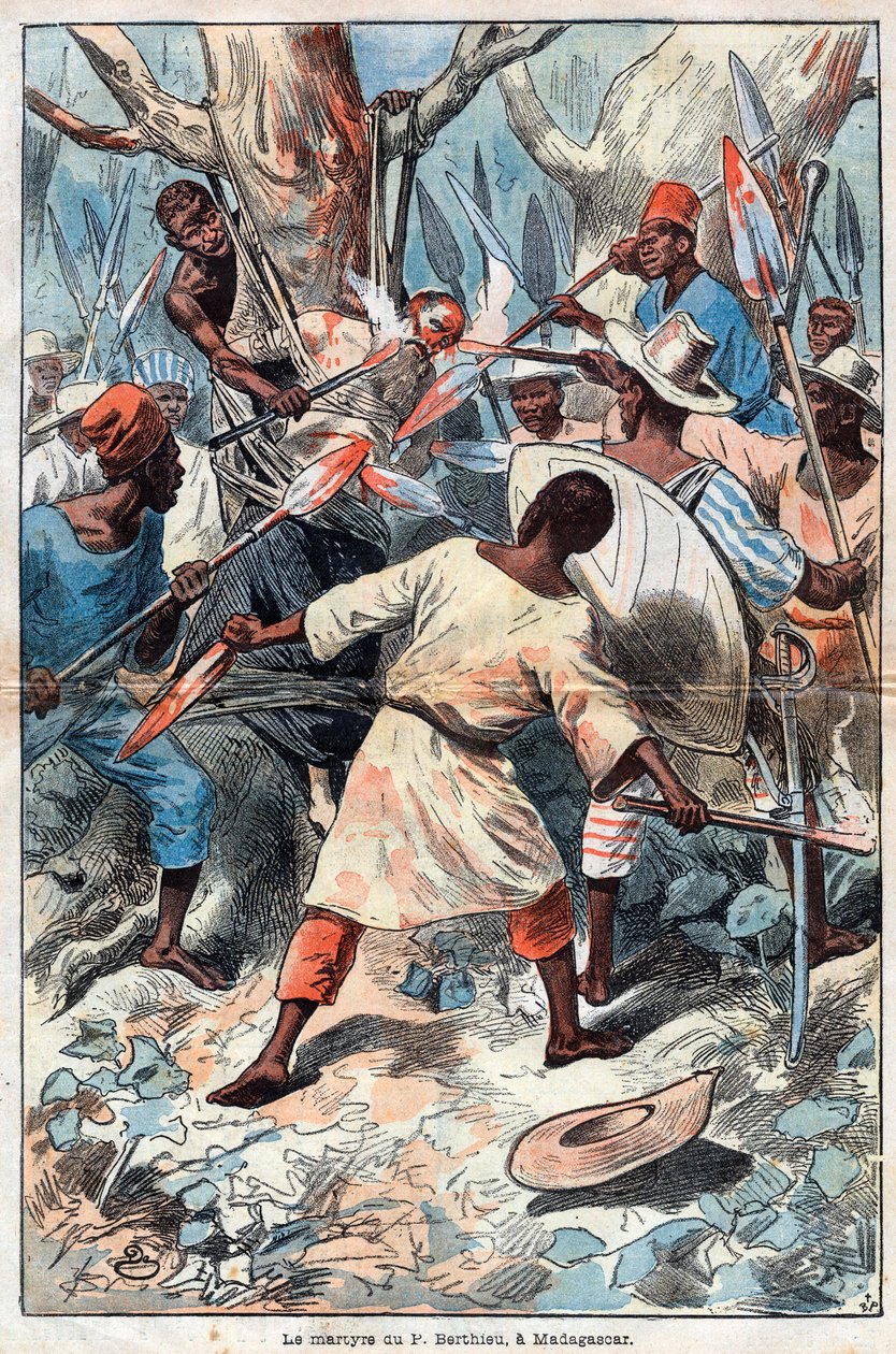 Jacques Berthieu szent atya Madagaszkár első mártírja - Jacques Berthieu mártírja (1838-1896) (Saint Jacques Berthieu) Jezsuita misszionárius Madagaszkáron - Ő volt Madagaszkár első boldog és mártírja - 1896-os metszet alkotó: Unknown artist