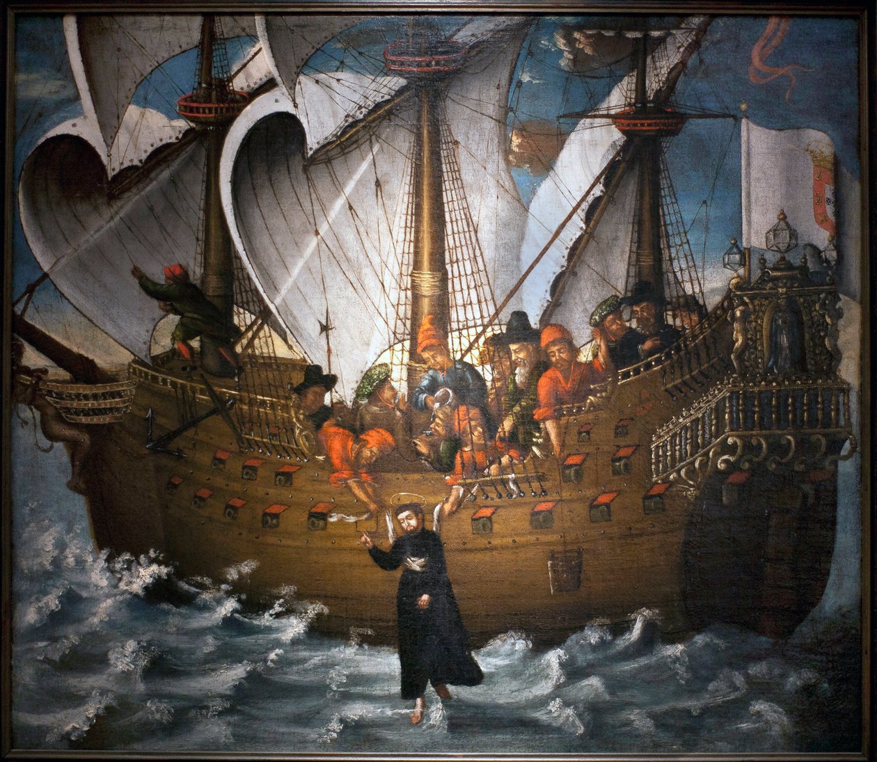 Xavier Szent Ferenc (1506-1552), csodatétel Japánban 1549 körül - Névtelen festmény, olaj, vászon, 17. század közepe (Anonymous festmény a 17. század közepéről, egy csodát mutat be, amelyet Szent Francisco Xavinak kellett volna végrehajtania alkotó: Unknown artist