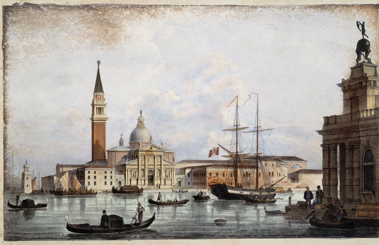 Szent György - a „Velence főbb nézeteinek albumában”, Marco Moro illusztrációja, szerk. Gio Brizeghel, v.1840 alkotó: Unknown artist