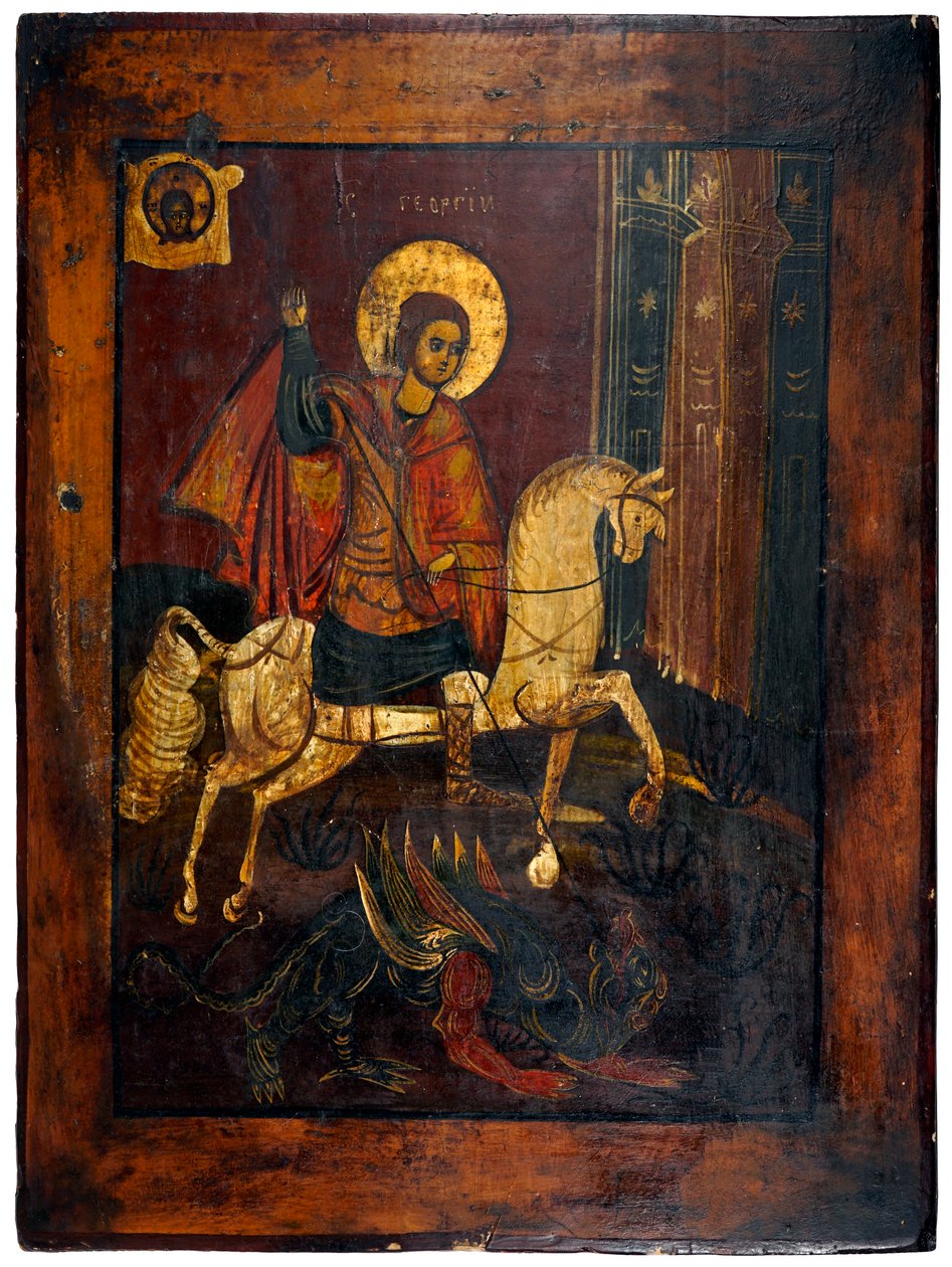 Szent György és a sárkány c. 1850 (festés a panelen) alkotó: Unknown artist