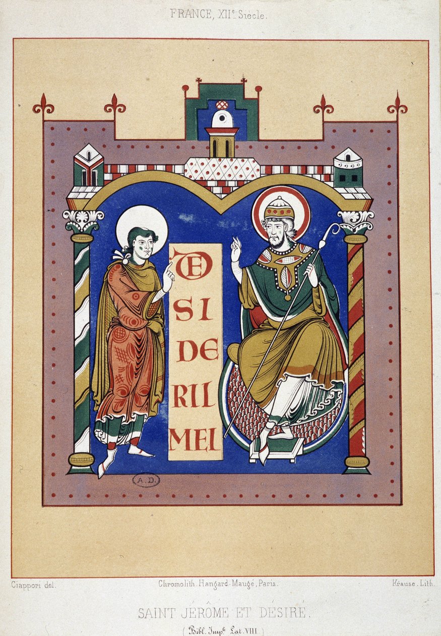 Szent Jeromos és Szent Vágy – egy 12. századi francia dokumentum alapján alkotó: Unknown artist