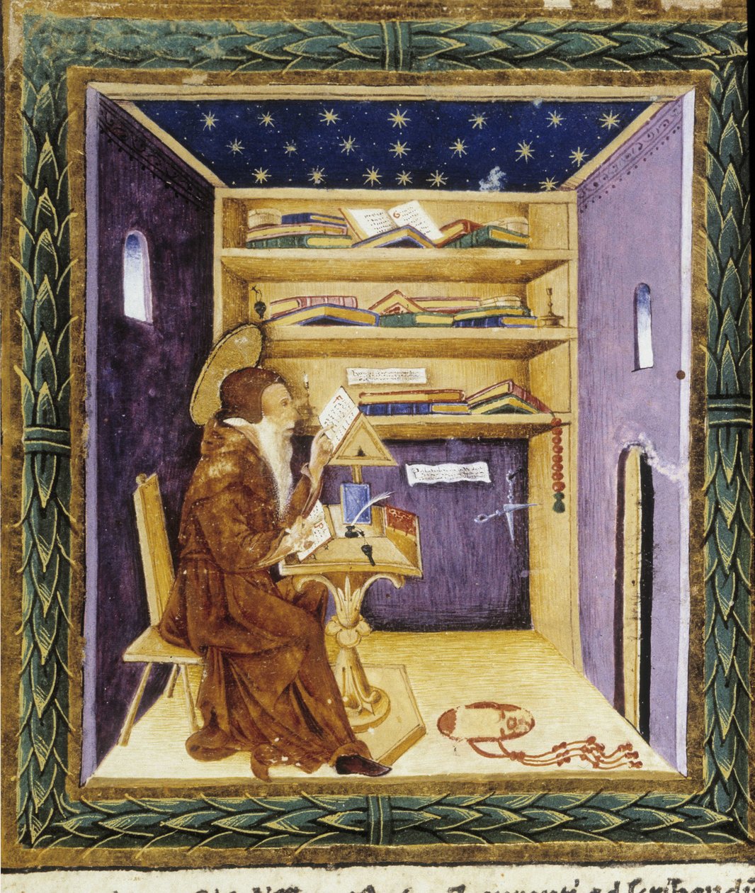 Szent Jeromos írására - miniatűr alkotó: Unknown artist