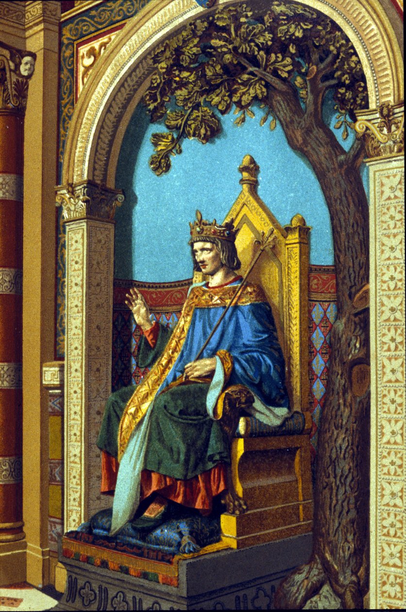 Szent Lajos vagy IX. Lajos (1214-1270) igazságot szolgáltat. Kromolitográfia. alkotó: Unknown artist