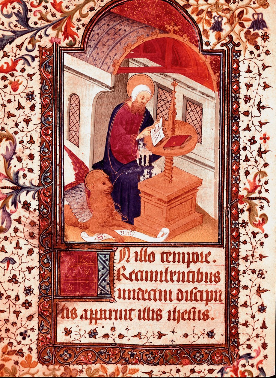 Szent Márk miniatűr a portugál I. (Duarte) Eduárd óráiból (1391-1438) 15. századi Lisszabon, Torre do Tombo alkotó: Unknown artist