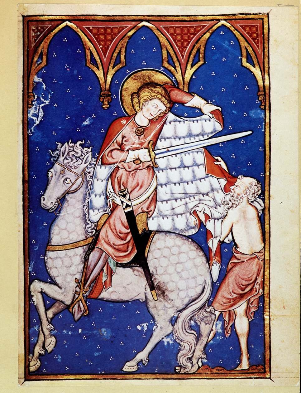 Szent Márton megosztja kabátját egy szegény emberrel - a 13. század fénye után alkotó: Unknown artist